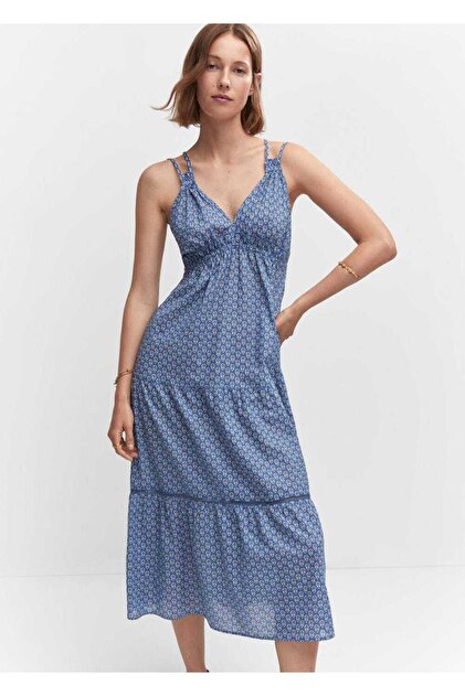 MANGO Patterned Flared Dress- Trendyol