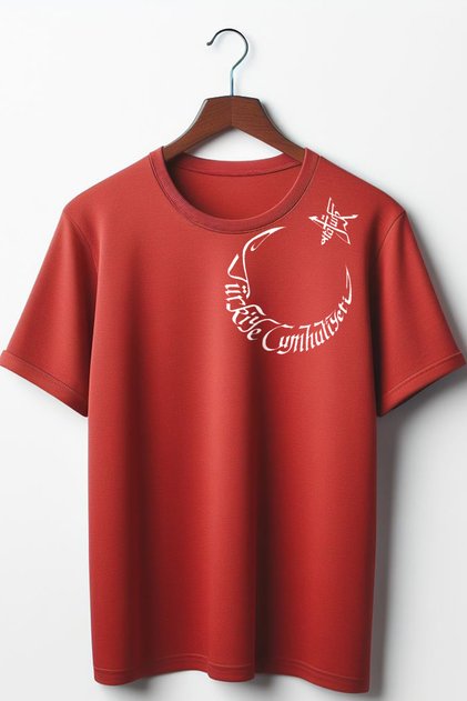 Republic of Turkey Ataturk Moon Star Printed Oversize Red Tshirt
