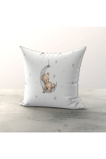 Sleeping Bear Patterned Children's and Baby's Room 3-Piece Throw Pillow Cover TLAKR-278