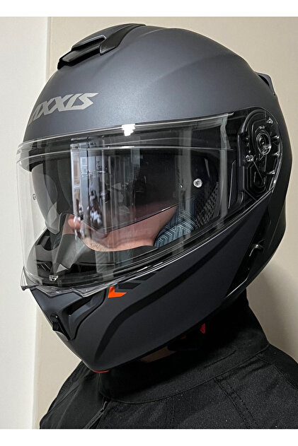 Axxis STORM SV SOLID A2 MATT TITANIUM ÇENE AÇILIR MOTOSİKLET KASKI