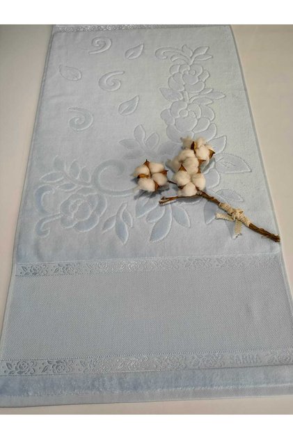 50x90cm SARRA ETAMIN STITCHED TOWEL - BABY BLUE