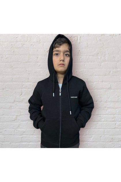 KİDS KAPÜŞONLU FERMUARLI CEPLİ 3 İPLİK ÇOCUK SWEATSHİRT ŞARDONLU