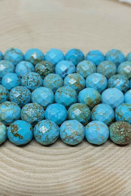 Quarter String (9cm long!)Turquoise Stone Veined Facet Cut Quarter String 8mm