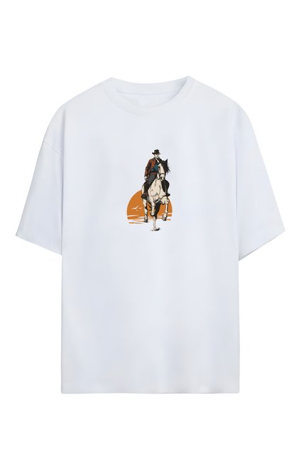 Red Dead Redemption Arthur Morgan Game Printed White Oversize T-Shirt Unisex 100% Cotton Crew Neck