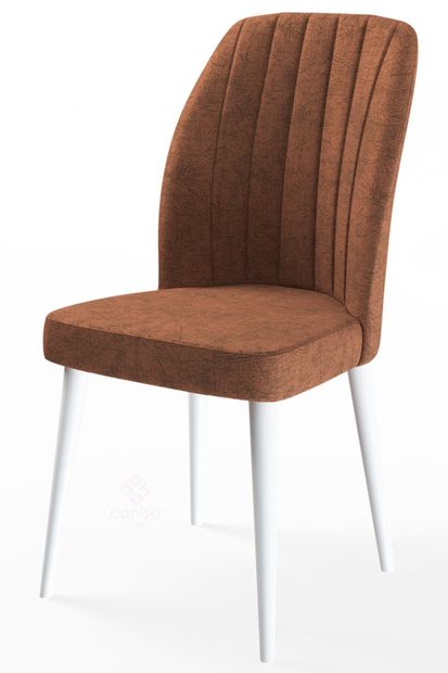 Canisa Concept Rio Serisi Mdf Beyaz Gürgen Ayaklı Açılabilir Mutfak Masa Takımı/beyaz Masa 6 Kiremit Sandalye - 5