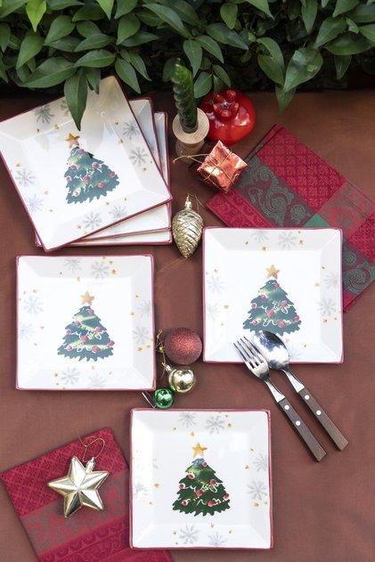 New Year Series 6-Piece Square Cake Plate
