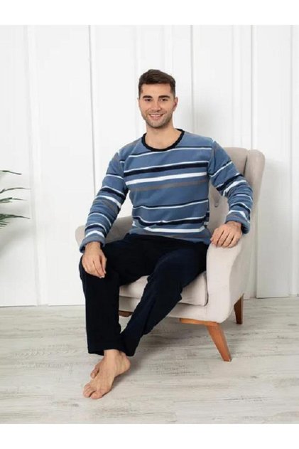 Ανδρικό Σετ Πιτζάμες Fleece με λαιμόκοψη