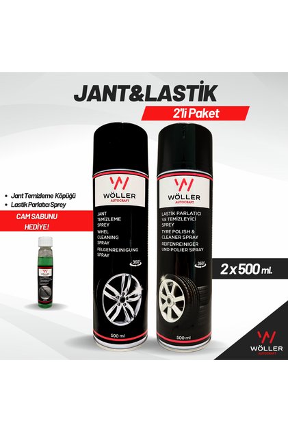 Lastik Parlatıcı Sprey ve Jant Temizleme Köpüğü 2'li Paket 2x500 Ml.
