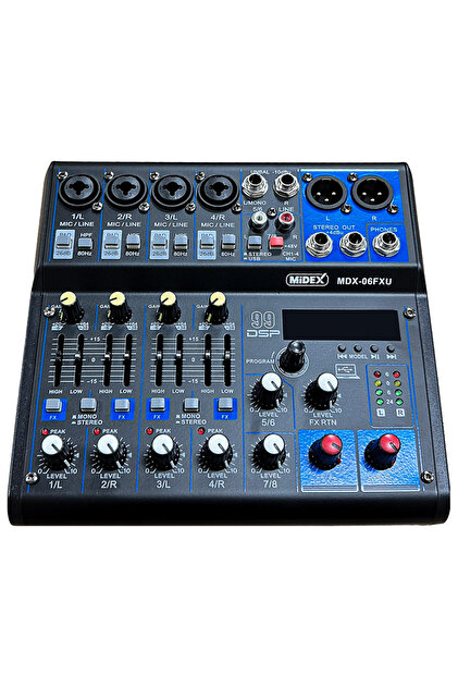 Midex Mdx-06fxu Ses Mikseri Stüdyo Kayıt Için 6 Kanal Ses Kartlı