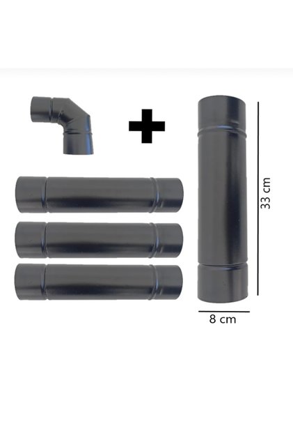 Pelet Soba Boru Set 4 Adet 33 Cm Boru Dirsek Soba Borusu Çap 8,5cm