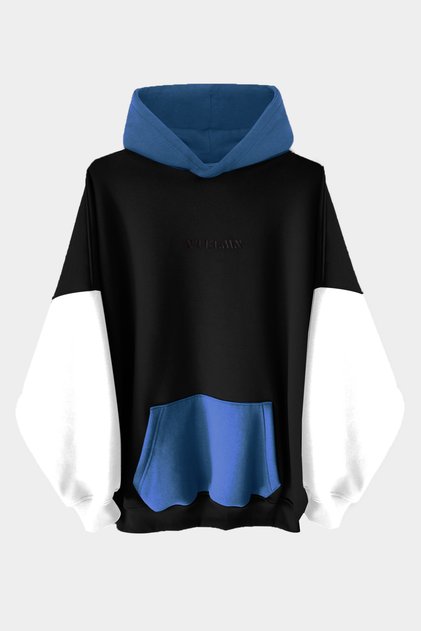 Black White Navy Blue Colored Hooded Hoodie Sweatshirt