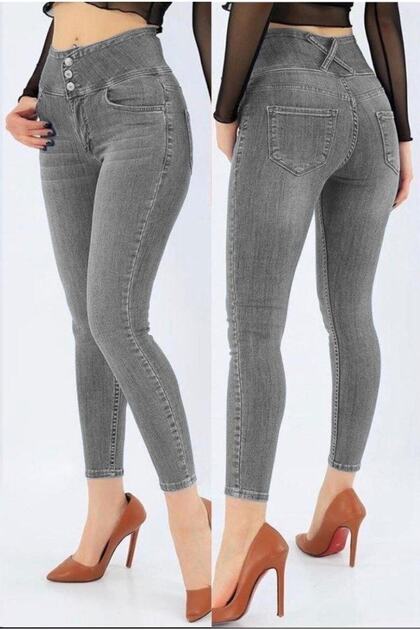 Women's Gray High Waist Lycra Jeans (Narrow Fit Lycra 90 Cm Ankle Length)