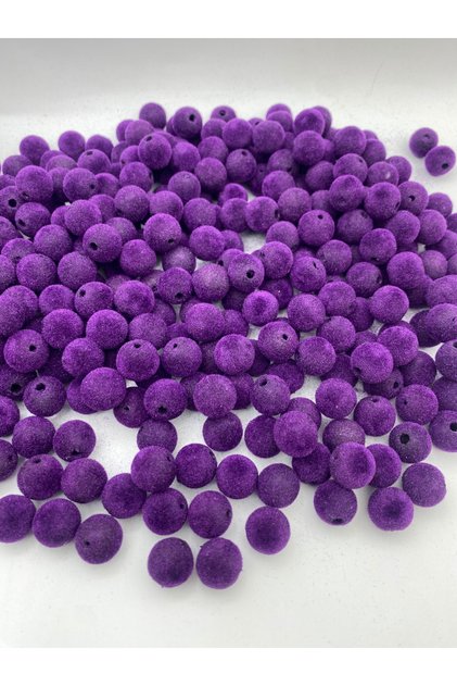 14mm Purple Color Velvet Beads Jewelry, Bag Making Beads (100gr,~60 Pieces)