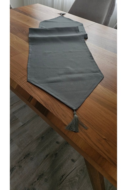 Colber Runner Çizgi Detaylı Püsküllü - Füme