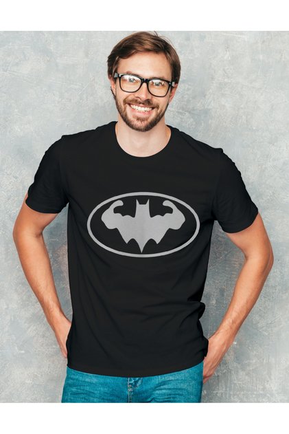 Black Unisex Fitness Batman Bodybuilding Sportsman Printed T-shirt