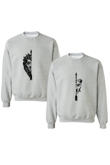 Female and Male Lion Couples, Lover Couple Combination Design Sweatshirt set