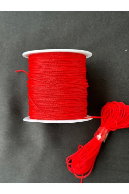 10 Metre Kırmızı Paraşüt İpi – Dayanıklı Polyester Makrome ve Takı Yapım İpi