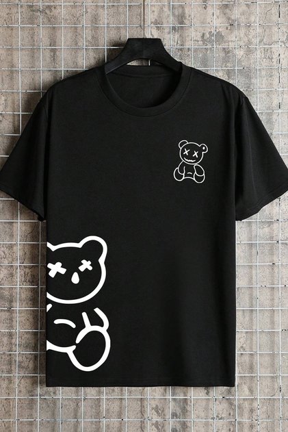 Unisex Draw Bear Printed Design T-shirt