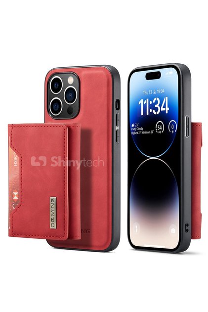 Apple Iphone 12 Pro Max Uyumlu Ayrilabilen Cüzdanlı Deri Telefon Kılıfı Kırmızı