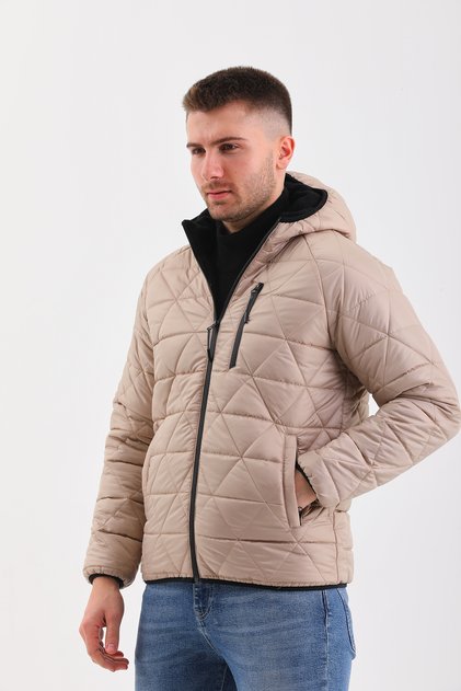 Erkek Kapitone Kapşonlu, İç Polarlı, Su ve Rüzgar Geçirmez Kışlık Spor Mont RBM-105