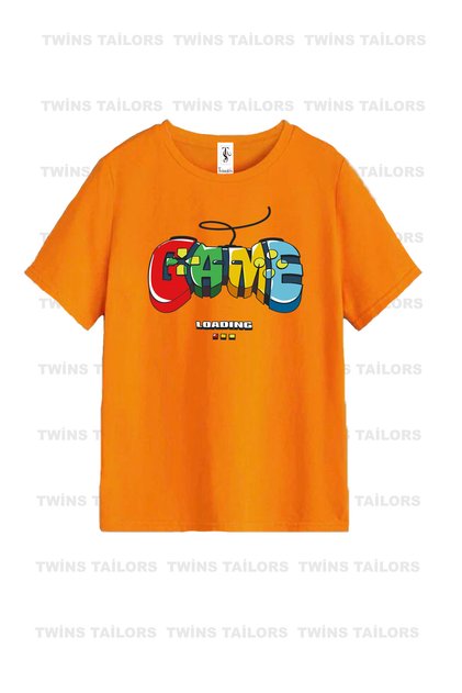 Game Printed Unisex Orange Children's T-shirt/T-Shirt