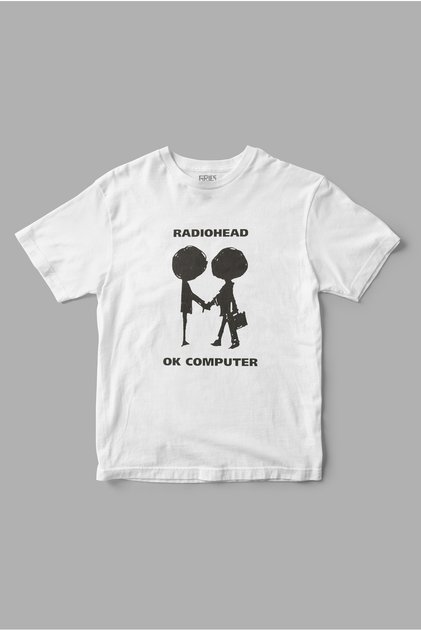 Тениска с компютърен щампа Radiohead OK