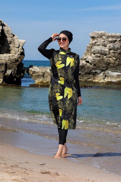 نمط غريب طويل جيليه ملابس السباحة الحجاب 2360