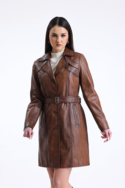 Mia Real Leather Women's Trench Coat