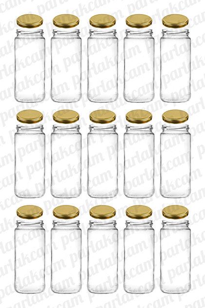 500ml Baharat Kavanozu Metal Kapaklı Bakliyat Kavanozu 500cc Bal Reçel İçin Saklama Kavanozu 15 Adet
