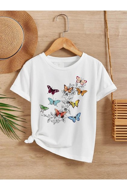 BUTTERFLY PRINTED CHILDREN'S T-SHIRT