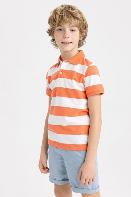 Boy's Striped Short Sleeve Polo T-Shirt Z2767a623sm