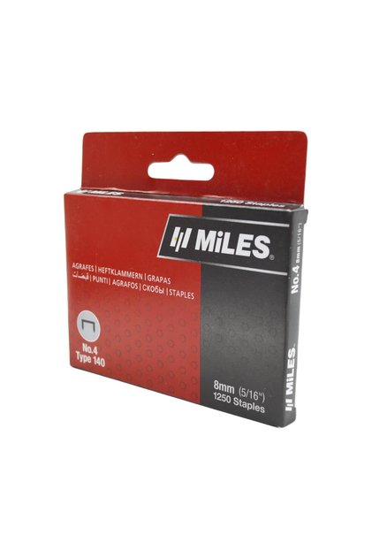 Miles No:4 8 mm Lighter Staple Wire Silver 1250 Piece Type 140