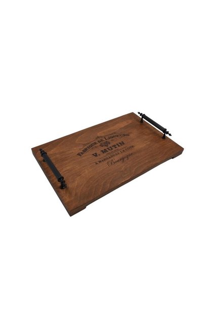 Retro Wooden Tray with Metal Handle 35Cm X 22Cm