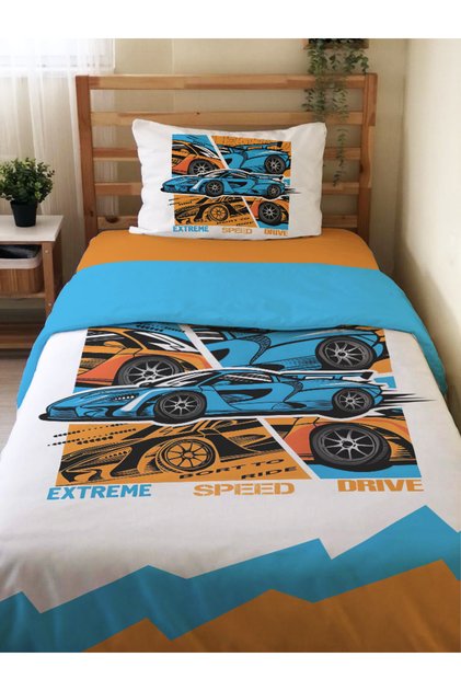 Double Sided Sports Car Patterned No Sheet Set Single Duvet Cover Set 160x220 Cm