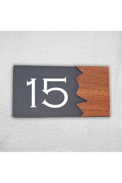 Woodenseri Horizontal Plexi Wooden Detailed Uv Printed Apartment Apartment Hotel Office Door Number Door No:15