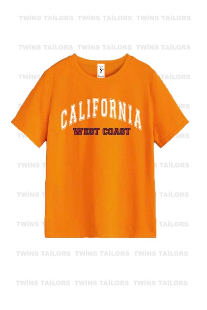 California Printed Unisex Orange Children's T-shirt/T-Shirt