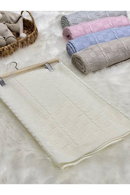 LITTLE LAND FINE HAIR BRAIDED KNITWEAR BABY BLANKET