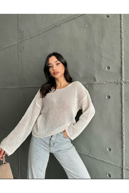 Kadın Ajurlu İnci Detaylı Bluz