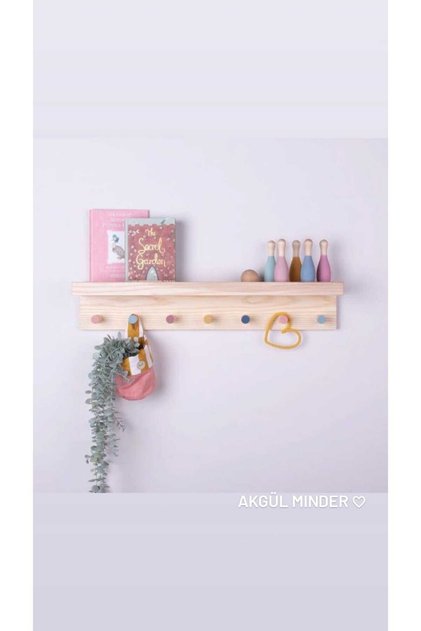 Ahşap askılık Montessori çocuk odası bebek odası askılığı