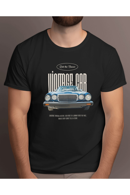 تي شيرت كبير الحجم مطبوع عليه سيارة كلاسيكية للجنسين - Ride The Classic - تي شيرت قطن 100%