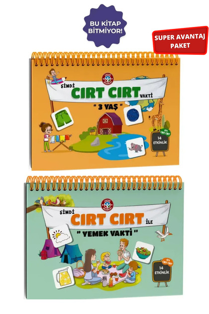 3 Yaş Cırt Cırtlı Etkinlik Kitabı ve Cırt Cırt ile Yemek Vakti Etkinlik Kitabı