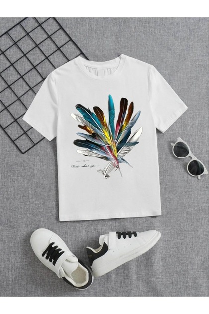 FEATHER PRINTED CHILDREN'S T-SHIRT