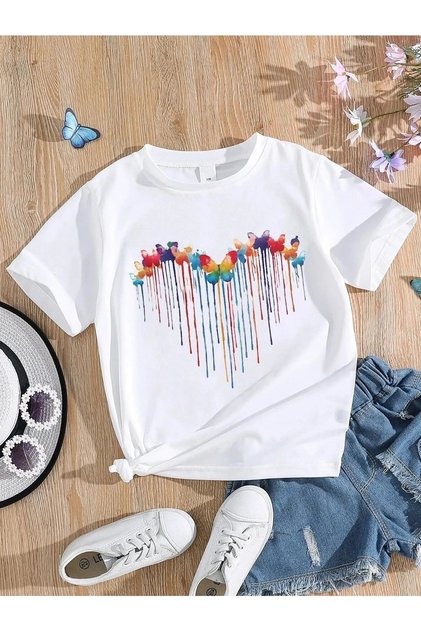 BUTTERFLY HEART PRINTED CHILDREN'S TSHIRT