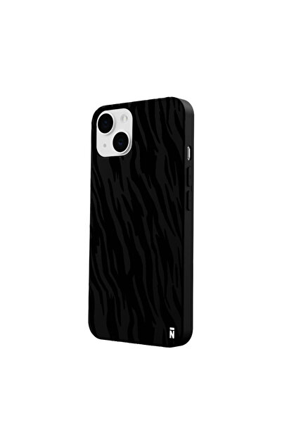 Casen iPhone 13 Leopar Tasarımlı Siyah Renkli Silikon Telefon