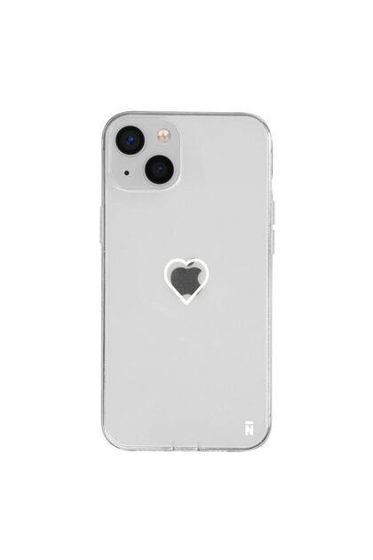 iPhone 15 Heart Design Transparent Silicone Phone Case