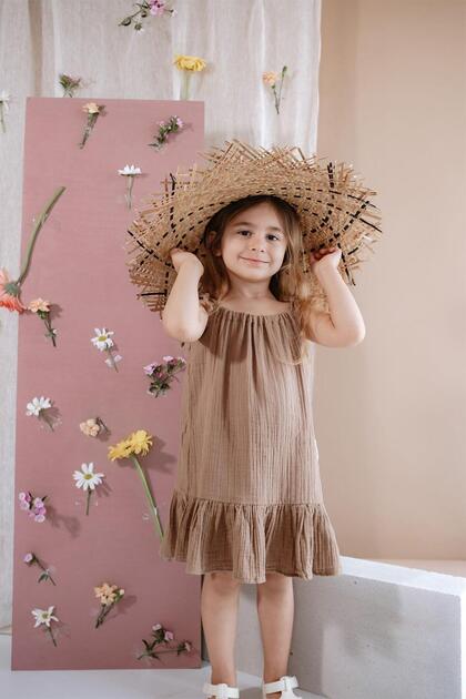 BABYBEK Brown Muslin Dress- Trendyol