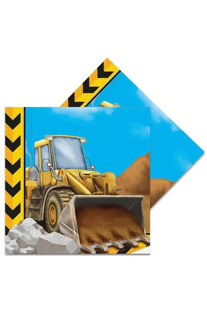 Construction Machinery Themed Paper Napkins 33X33 cm 20-Pack