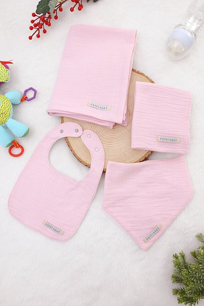 Liquid Proof Double Layer Muslin Food and Drool Bib Muslim Cover Set and Mouth Cloth 100% Cotton with Mattresses