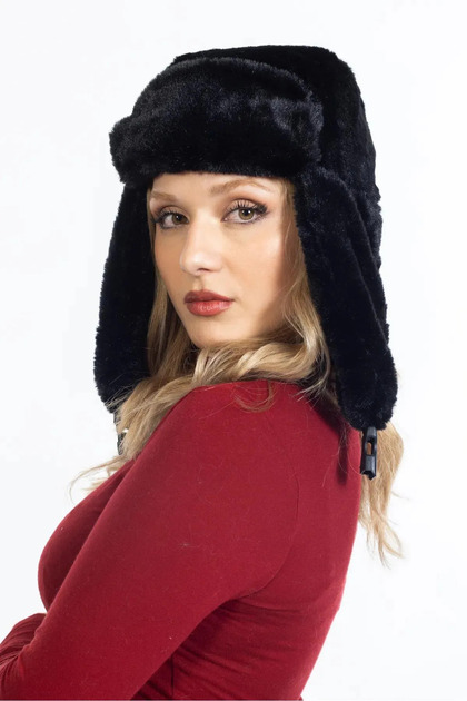 Plush Black Pilot Hat with Clip