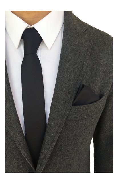 Men's Black Tie Handkerchief Set